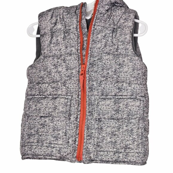 Boys gorpcore Little Me zip front hooded fleece lined sleeveless pocketed puffer - Picture 1 of 9